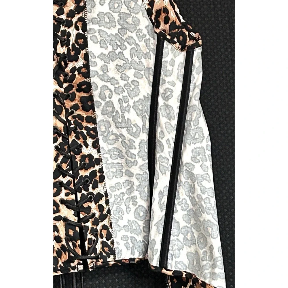 AWESOME Y2K Shirley of Hollywood Leopard Print True Corset Top Boning Zip 38 - Picture 13 of 16